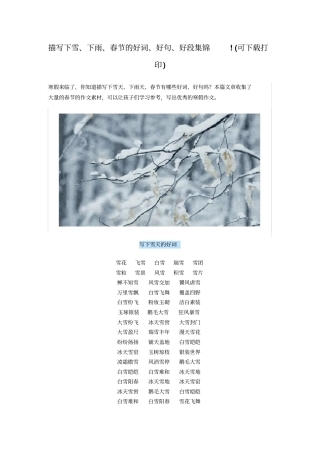 描写下雪、下雨、春节的好词、好句、好段集锦!可下载打印x