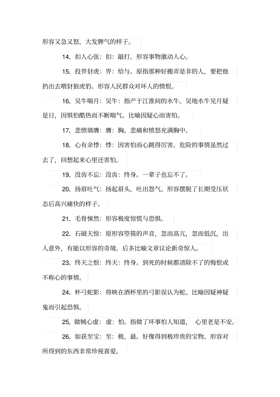 描写人物心理的成语及其解释_第2页