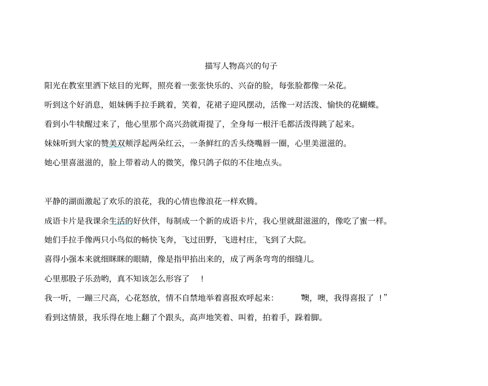 描写人物高兴句子_第1页