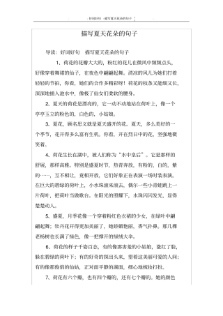 描写夏天花朵的句子