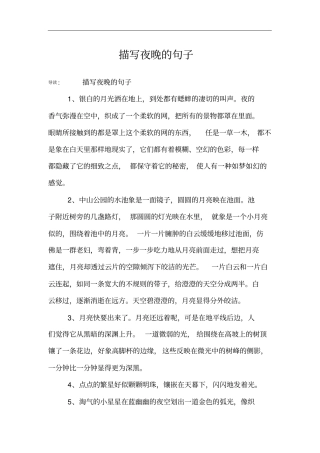 描写夜晚的句子