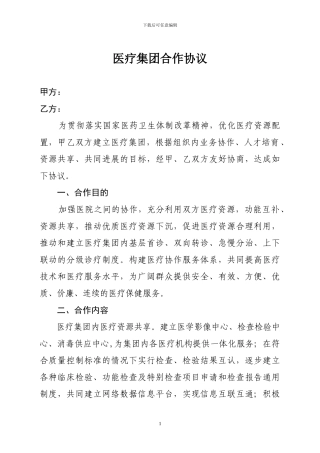 医疗集团合作协议
