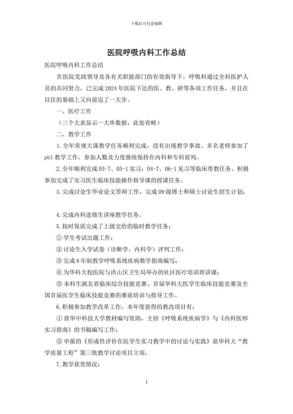 医院呼吸内科工作总结_第1页