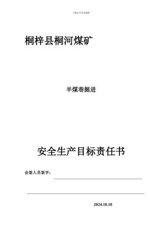半煤巷安全生产目标责任书1.