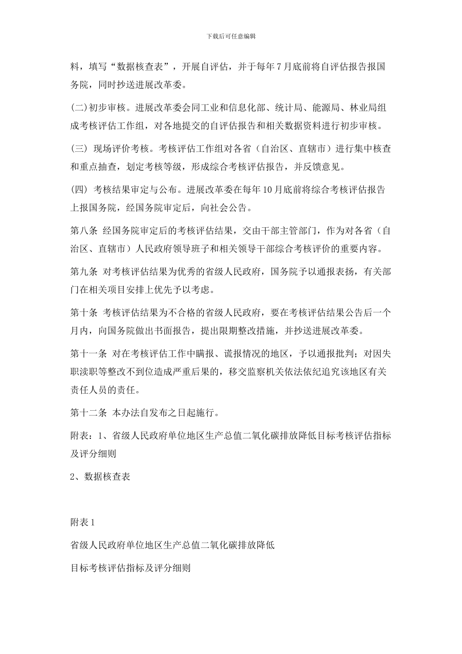 单位国内生产总值二氧化碳排放降低目标责任考核评估办法2024_第2页