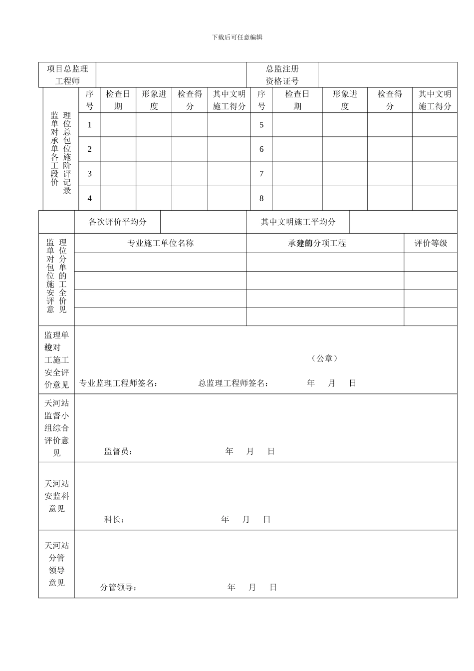 单位工程竣工施工安全评价申报表_第2页