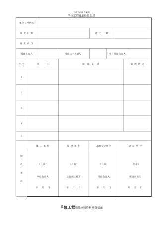 单位工程验收表格