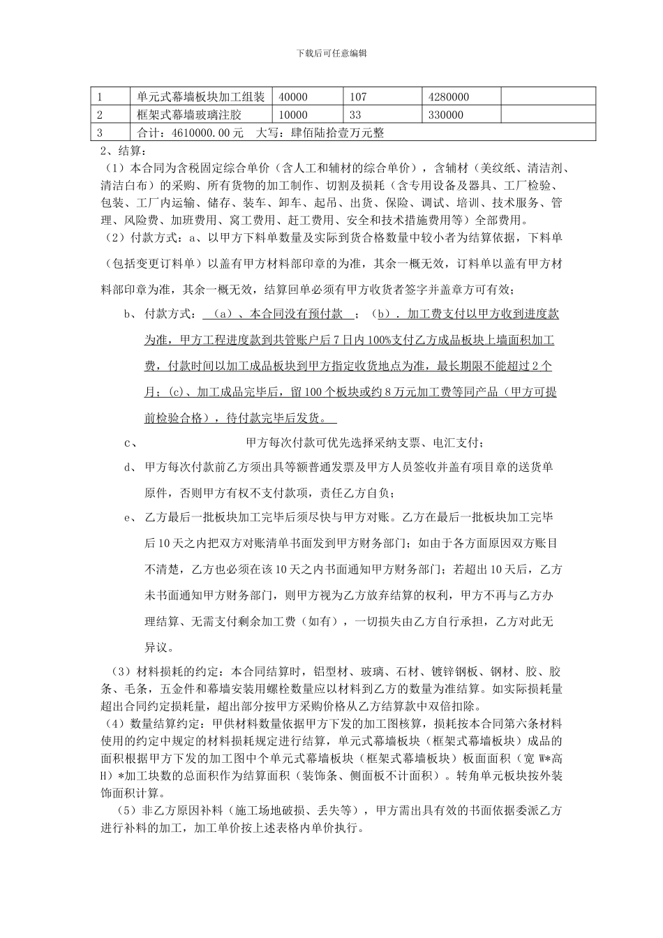 单元体幕墙加工厂合同_第2页