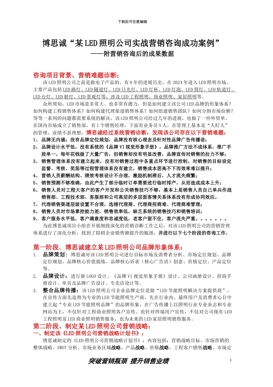 博思诚“某LED照明公司实战营销咨询成功案例”_第1页
