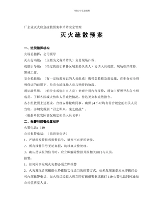 厂企业灭火应急疏散预案和消防安全管理.