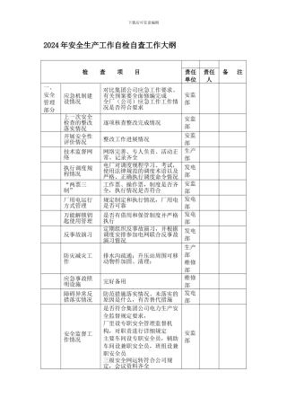 发电厂春节期间安全生产自检自查工作提纲