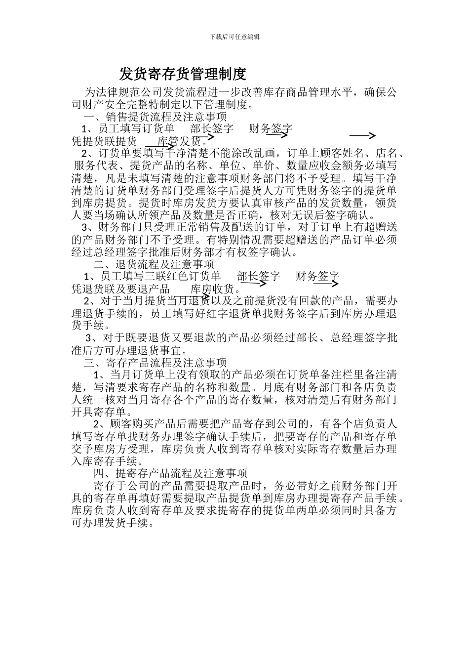 发货寄存货管理制度_第1页
