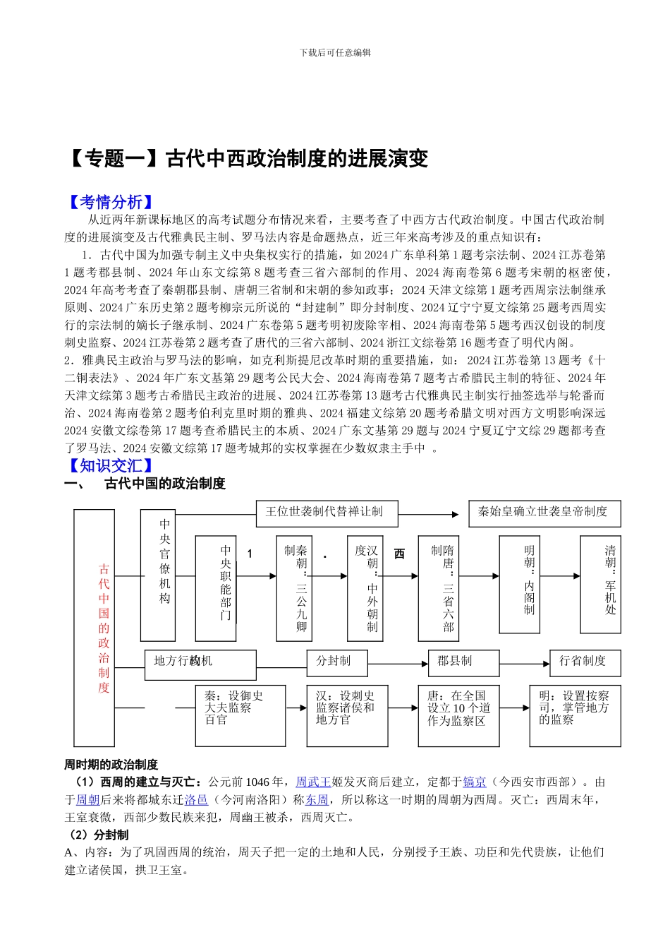 古代中西政治制度的发展演变_第1页