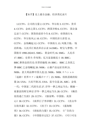 史上最全金融、经济类纪录片