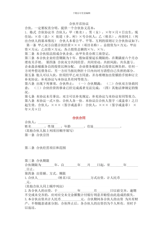 合伙人协议范本--11