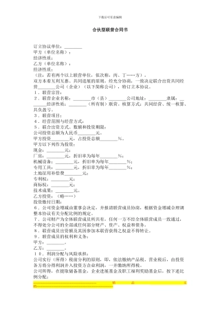 合伙型联营合同书