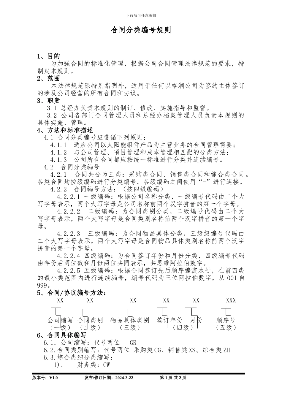 合同分类编号规则_第1页