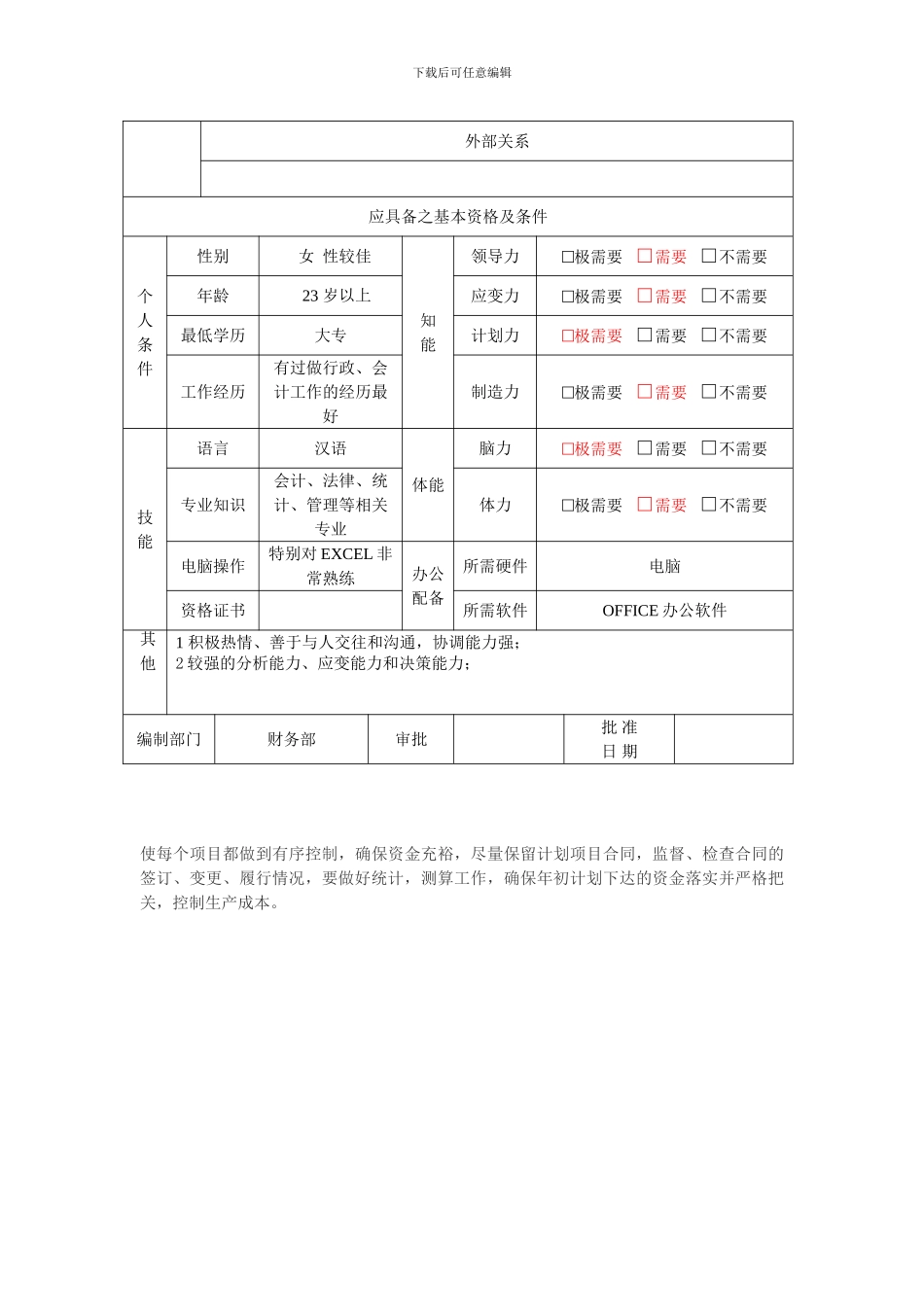 合同管理员职位说明书_第3页