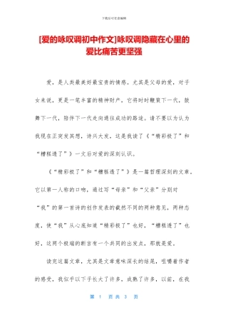 咏叹调隐藏在心里的爱比痛苦更坚强