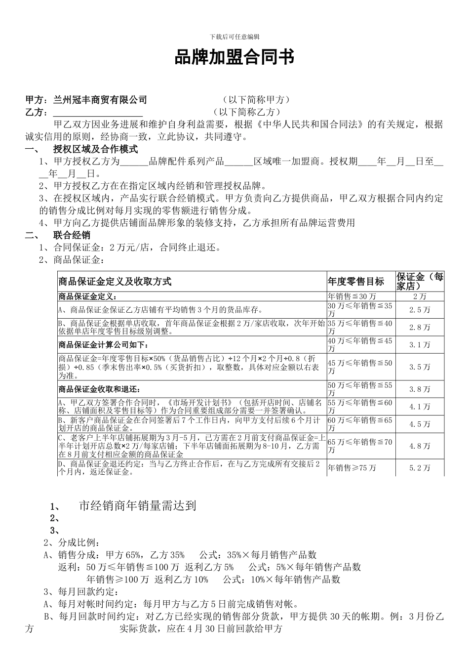 品牌加盟合同书_第1页