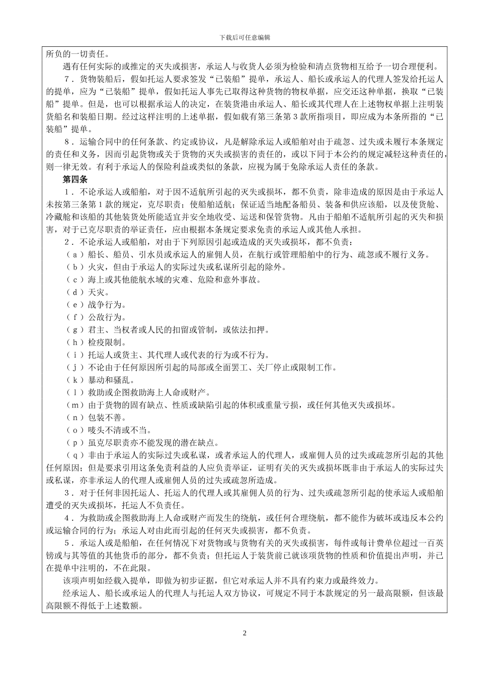 四大海事货物运输国际公约_第2页