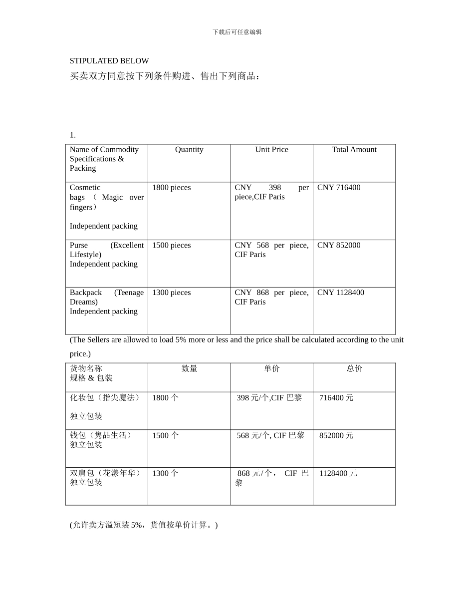 国际贸易—函电正式合同_第2页
