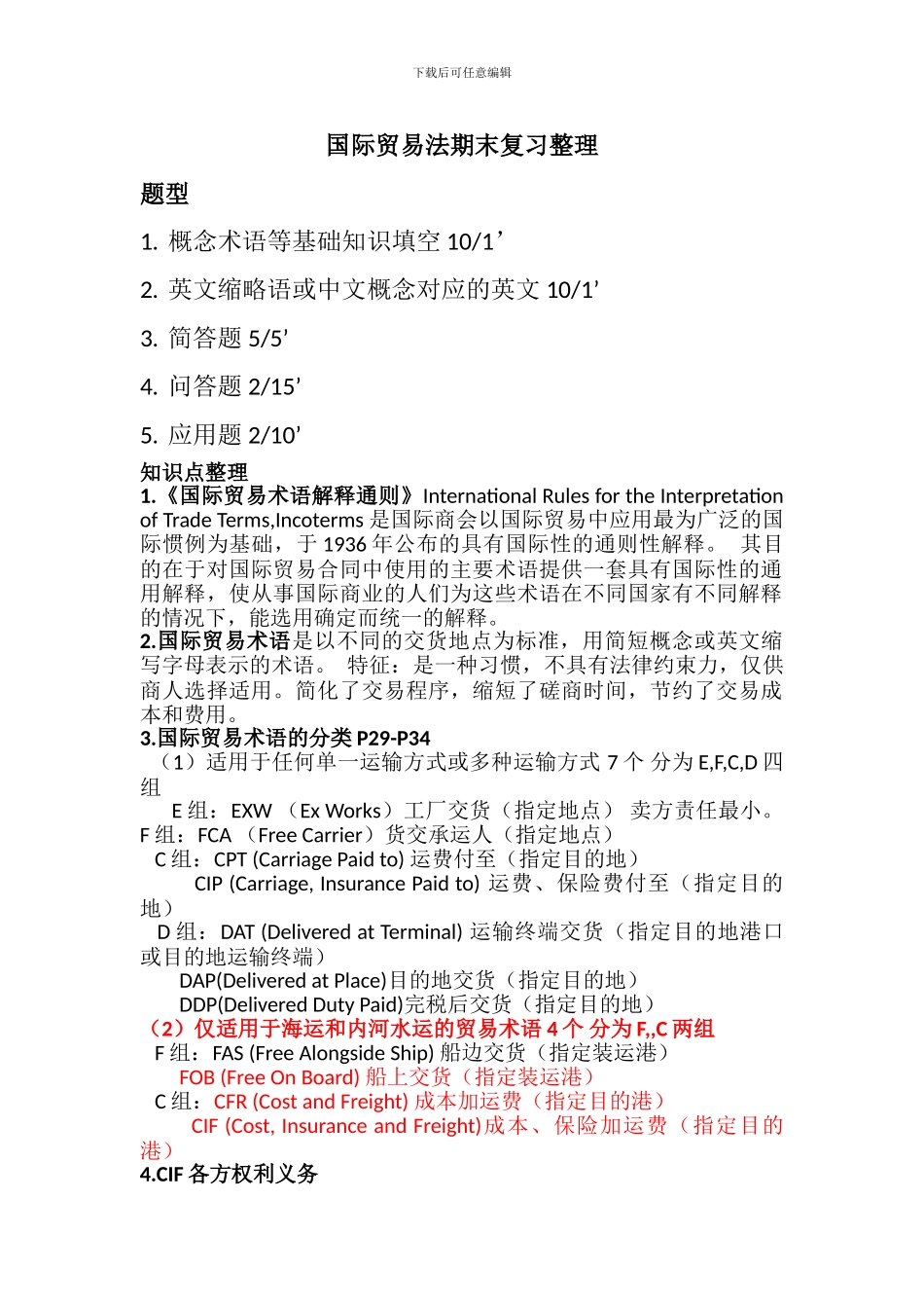 国际贸易法期末复习整理_第1页