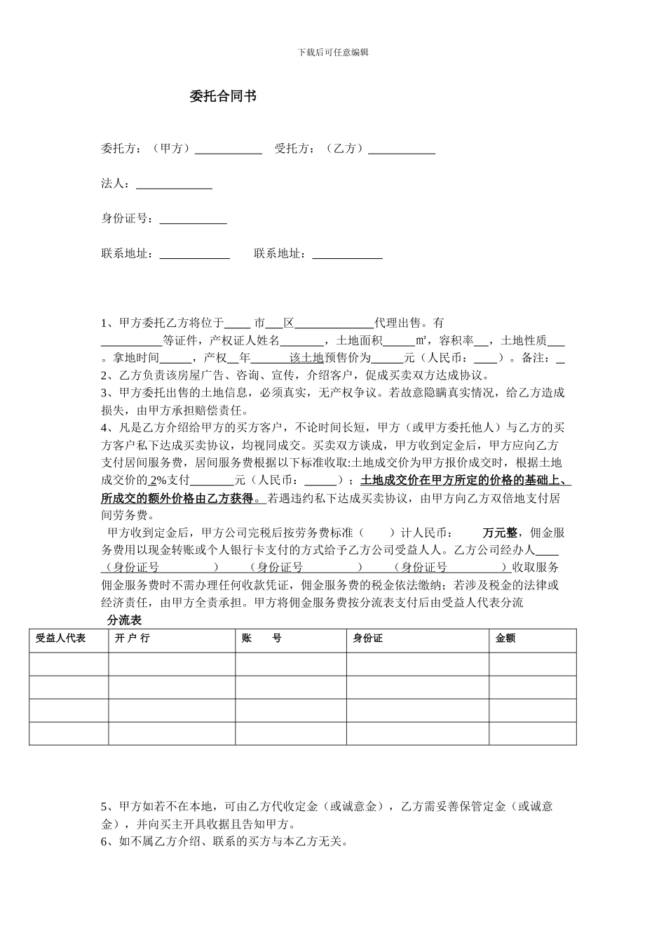 土地出售独家委托合同书_第1页