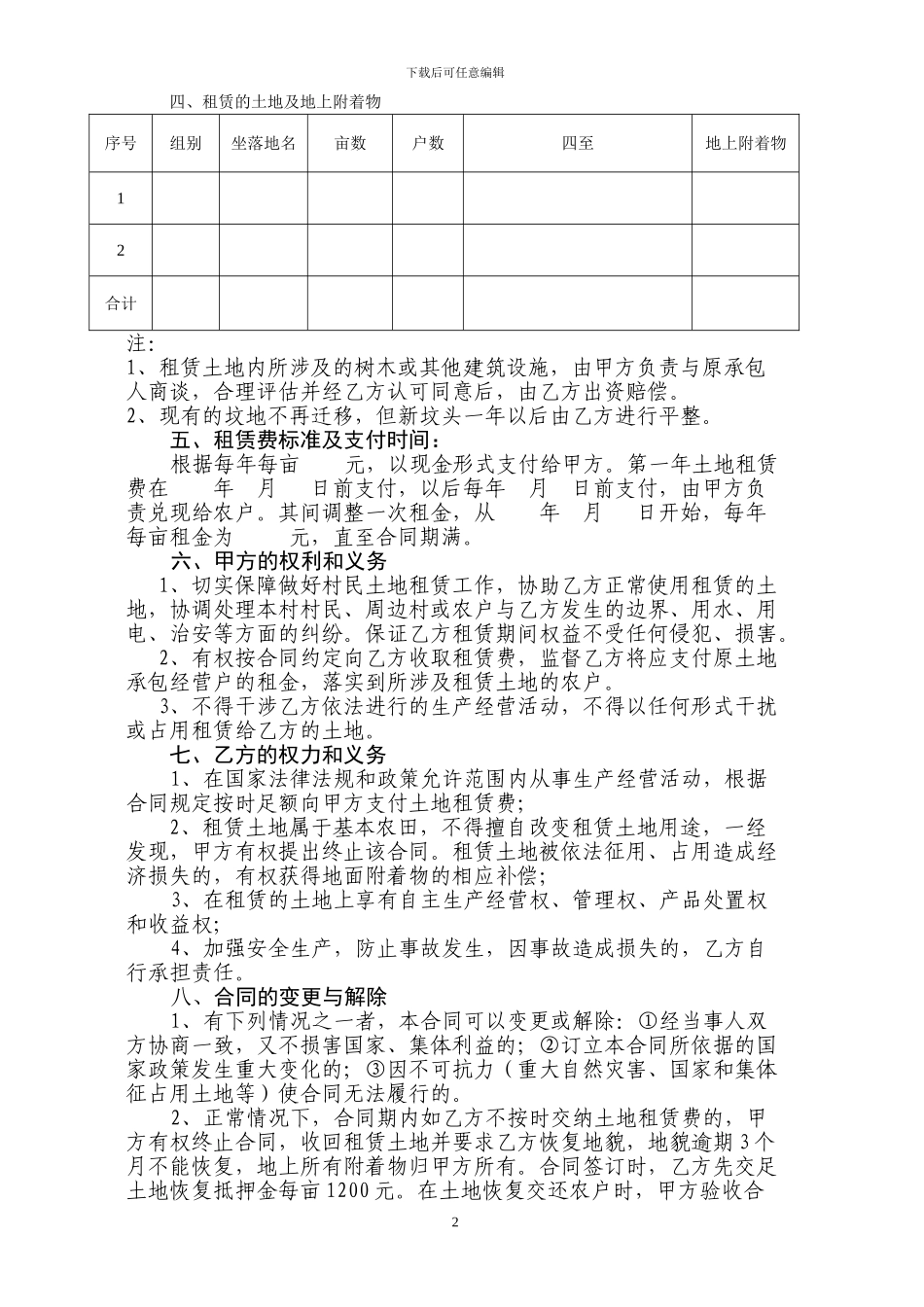 土地流转租赁合同最终版_第2页