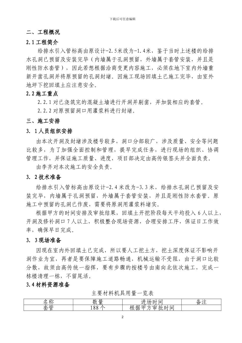 地下室给排水开洞补洞施工方案_第2页