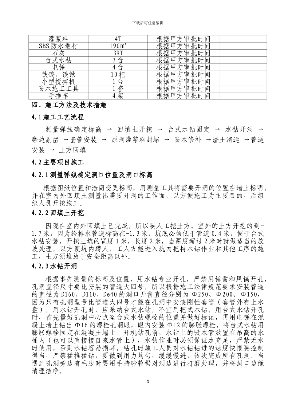 地下室给排水开洞补洞施工方案_第3页