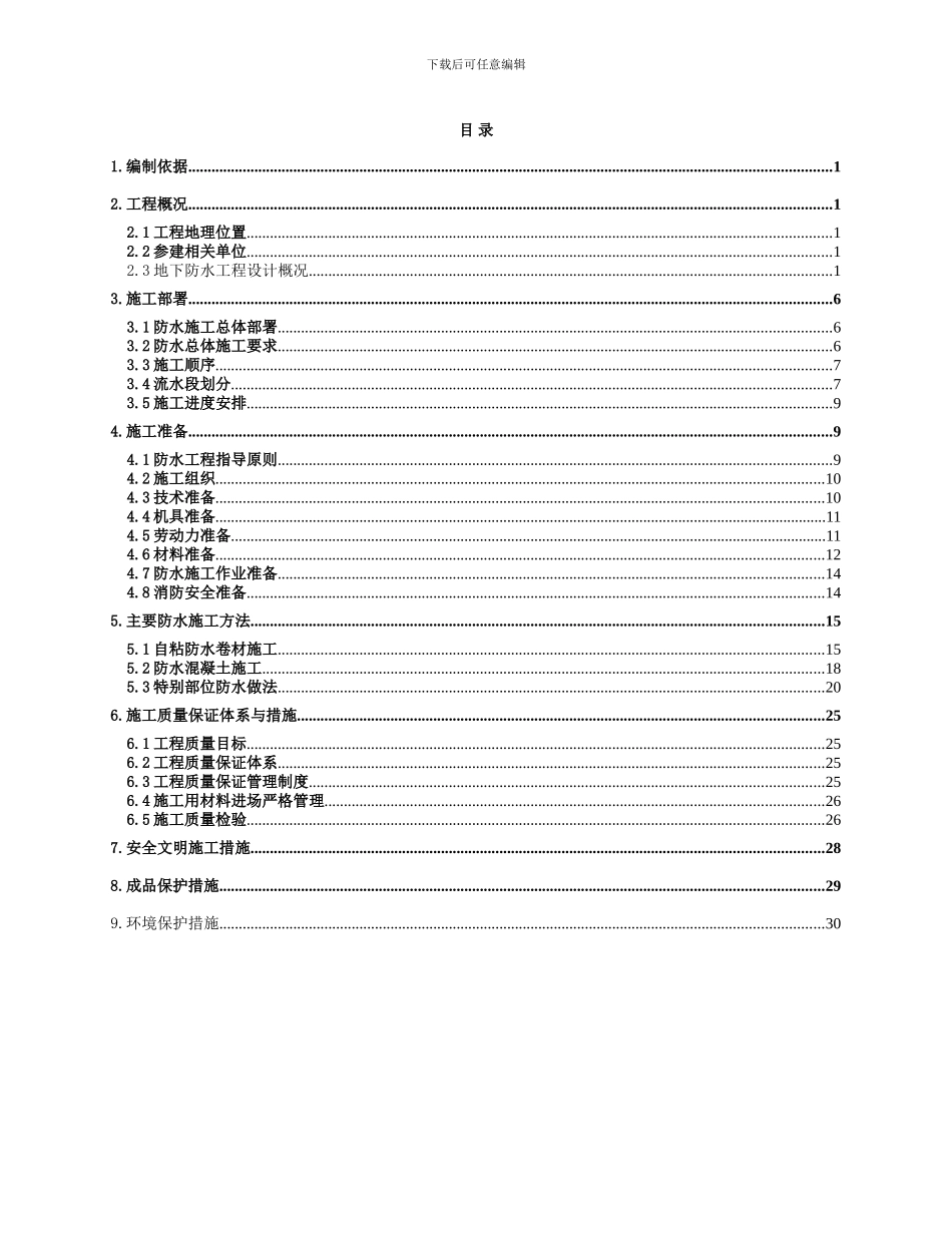 地下防水防水施工方案_第1页