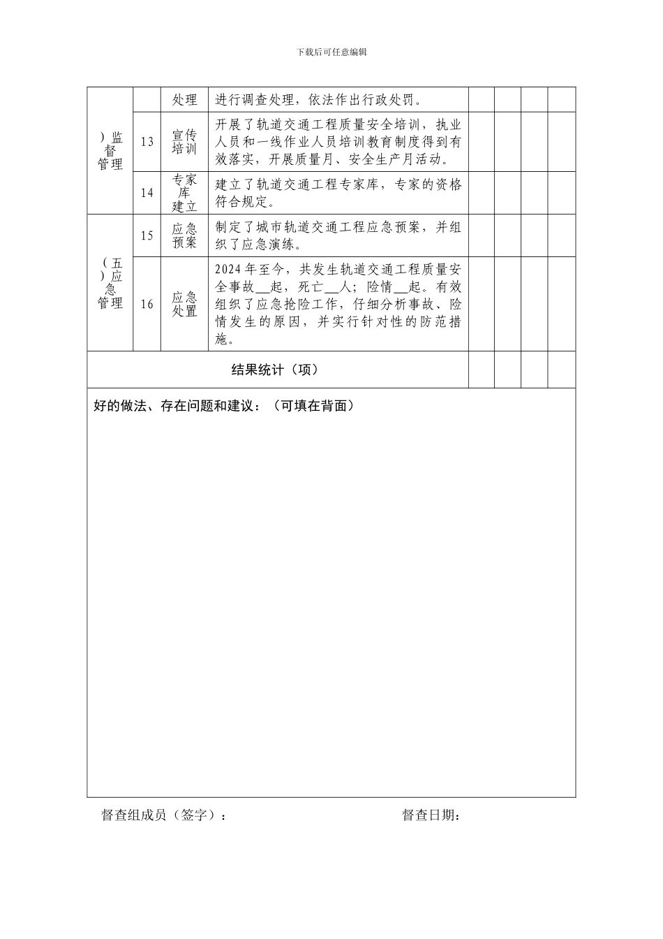 城市轨道交通工程质量安全督查表._第2页