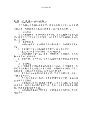 城管中队执法车辆管理规定
