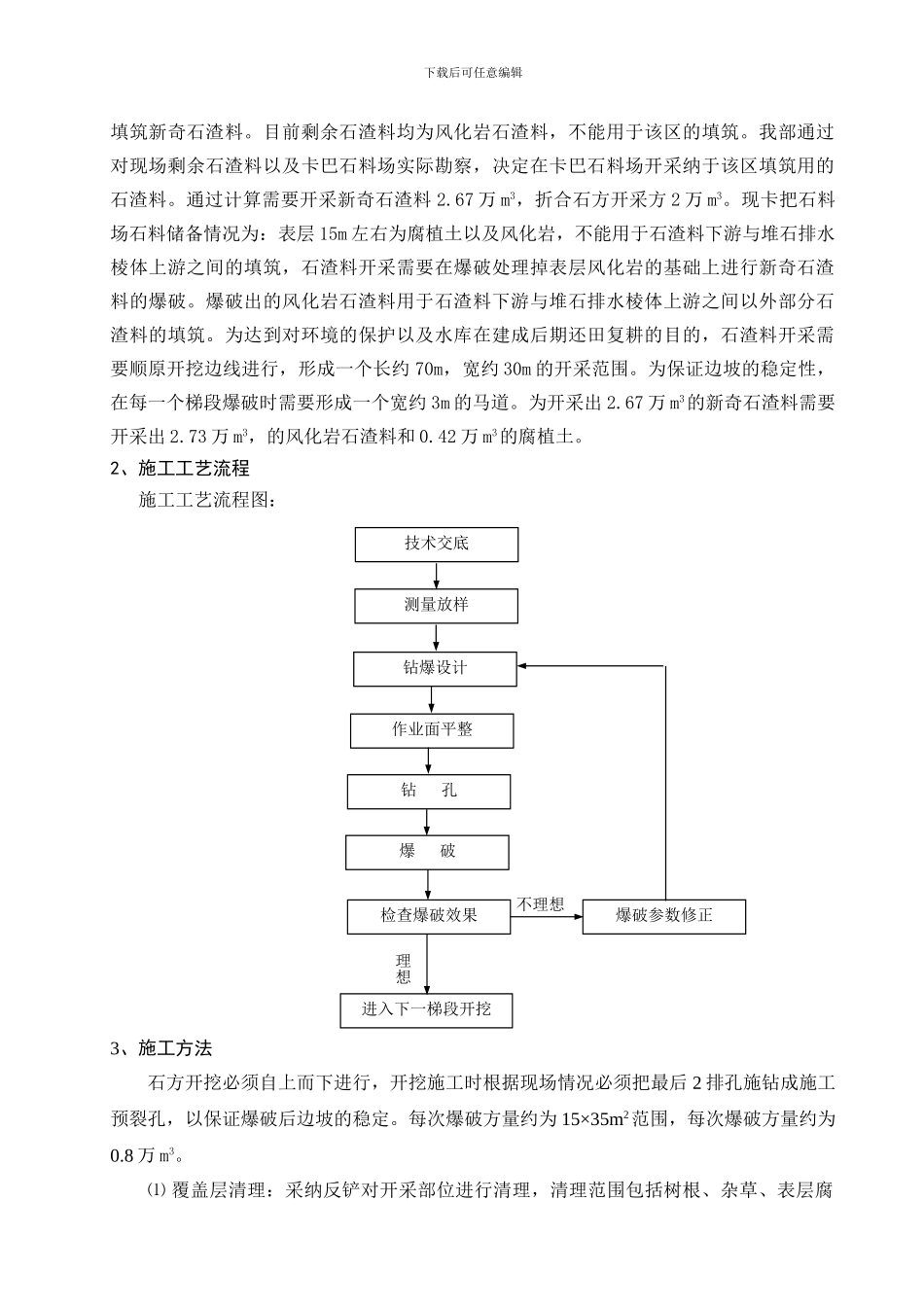 堆石排水棱体上游侧石渣料开采方爆破施工方案_第2页