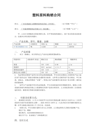 塑料原料购销合同