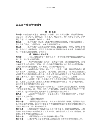 备品备件库房管理制度