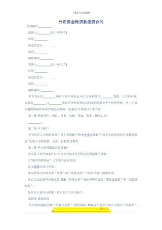 外币资金转贷款借贷合同