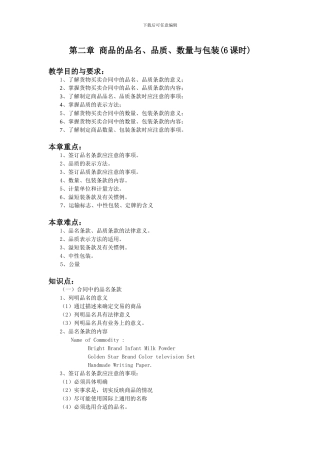 外贸合同条款-品名、品质、数量与包装条款