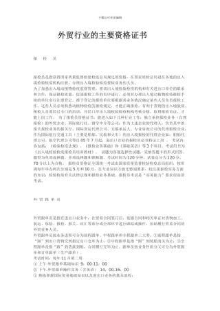 外贸行业的主要资格证书