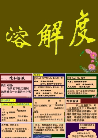 九年级化学溶解度课件 粤教版 课件