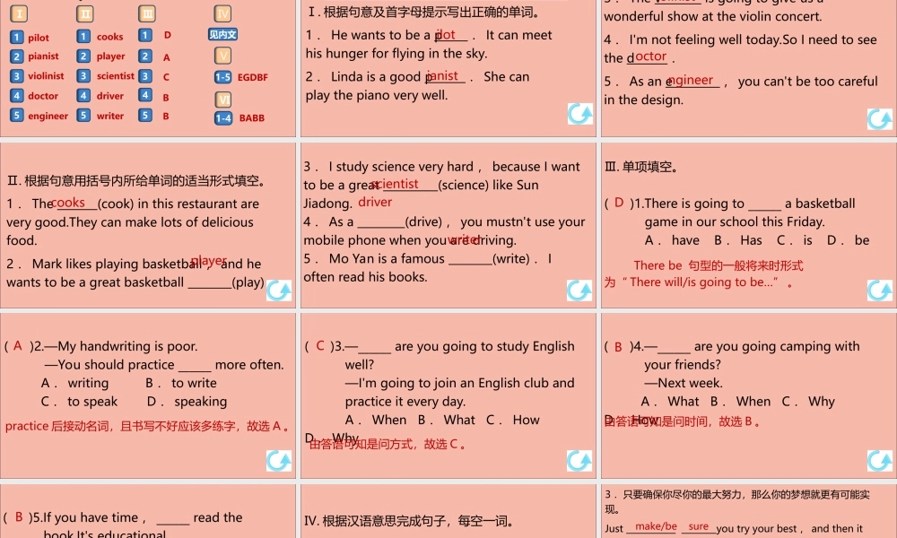 (江西专版)八年级英语上册 Unit 6 I m going to study computer science(第1课时)作业课件 (新版)人教新目标版 课件