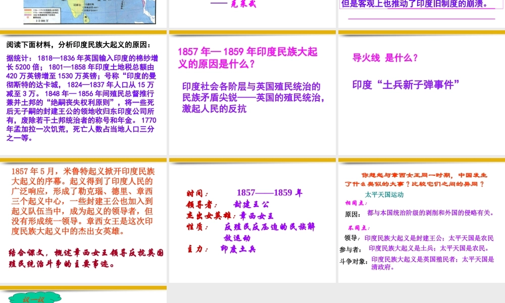 九年级历史上册 第21课(印度的殖民化和印度人民的抗英斗争)课件 华东师大版 课件