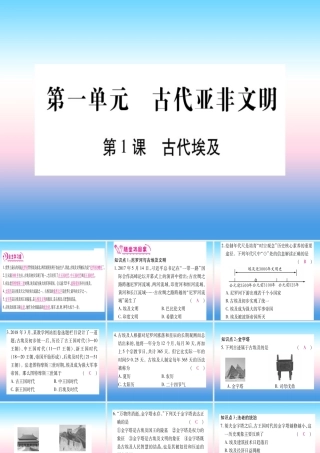 2018秋九年级历史上册 第1单元 古代亚非文明 第1课 古代埃及习题课件 新人教版 课件
