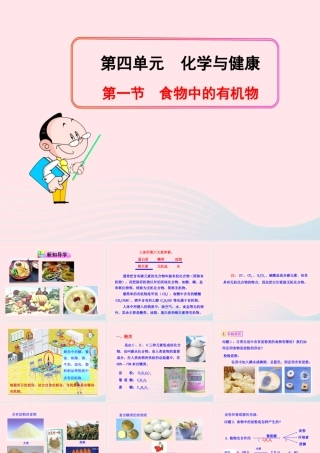 九年级化学全册 第四单元 化学与健康 第一节 食物中的有机物课件 鲁教版五四制 课件