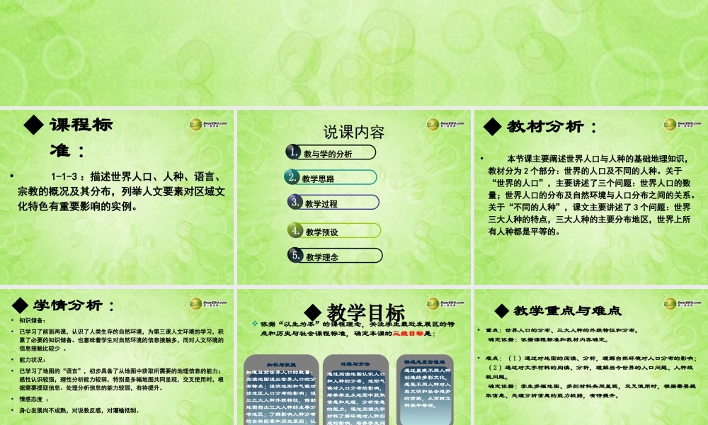 七年级历史与社会上册 第二单元第三课第一框 人口与人种课件 人教版 课件