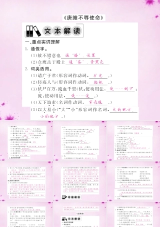 中考语文 第一轮 复习教材 夯基固本 九上(唐雎不辱使命)课件 新人教版 课件