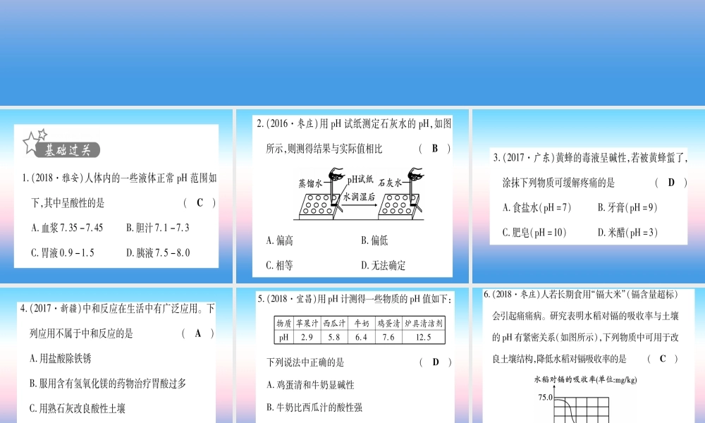 (甘肃专用)中考化学 第10单元 酸和碱 第2课时 酸和碱的中和反应(提分精练)课件
