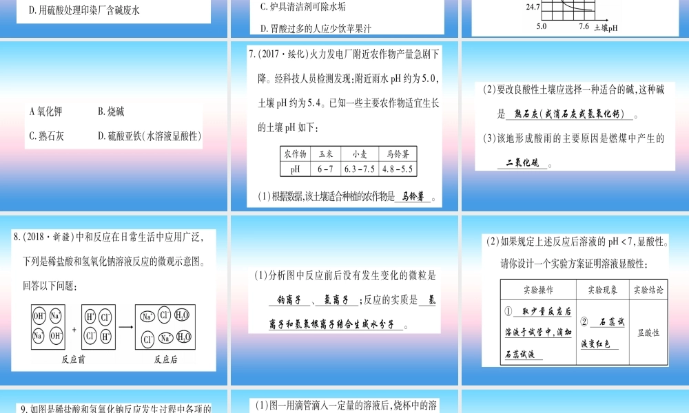 (甘肃专用)中考化学 第10单元 酸和碱 第2课时 酸和碱的中和反应(提分精练)课件