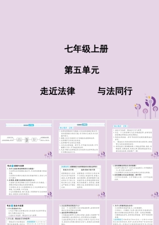 中考道德与法治总复习 七上 第五单元 走近法律 与法同行课件